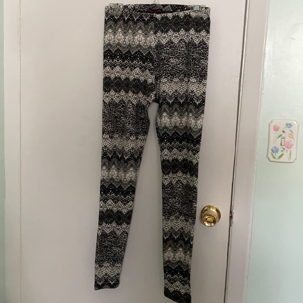 Material Girl black, grey, and white leggings